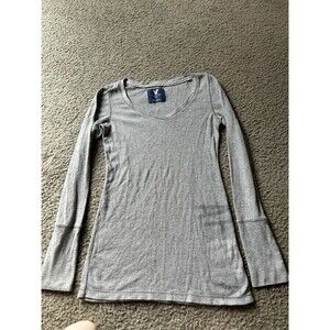 VTG Y2K American Eagle long sleeve V-neck gray shirt size MEDIUM